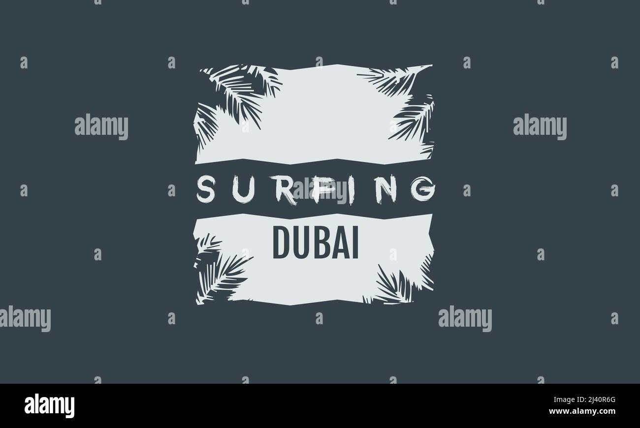 T-shirt design surfing Dubai Stock Vector