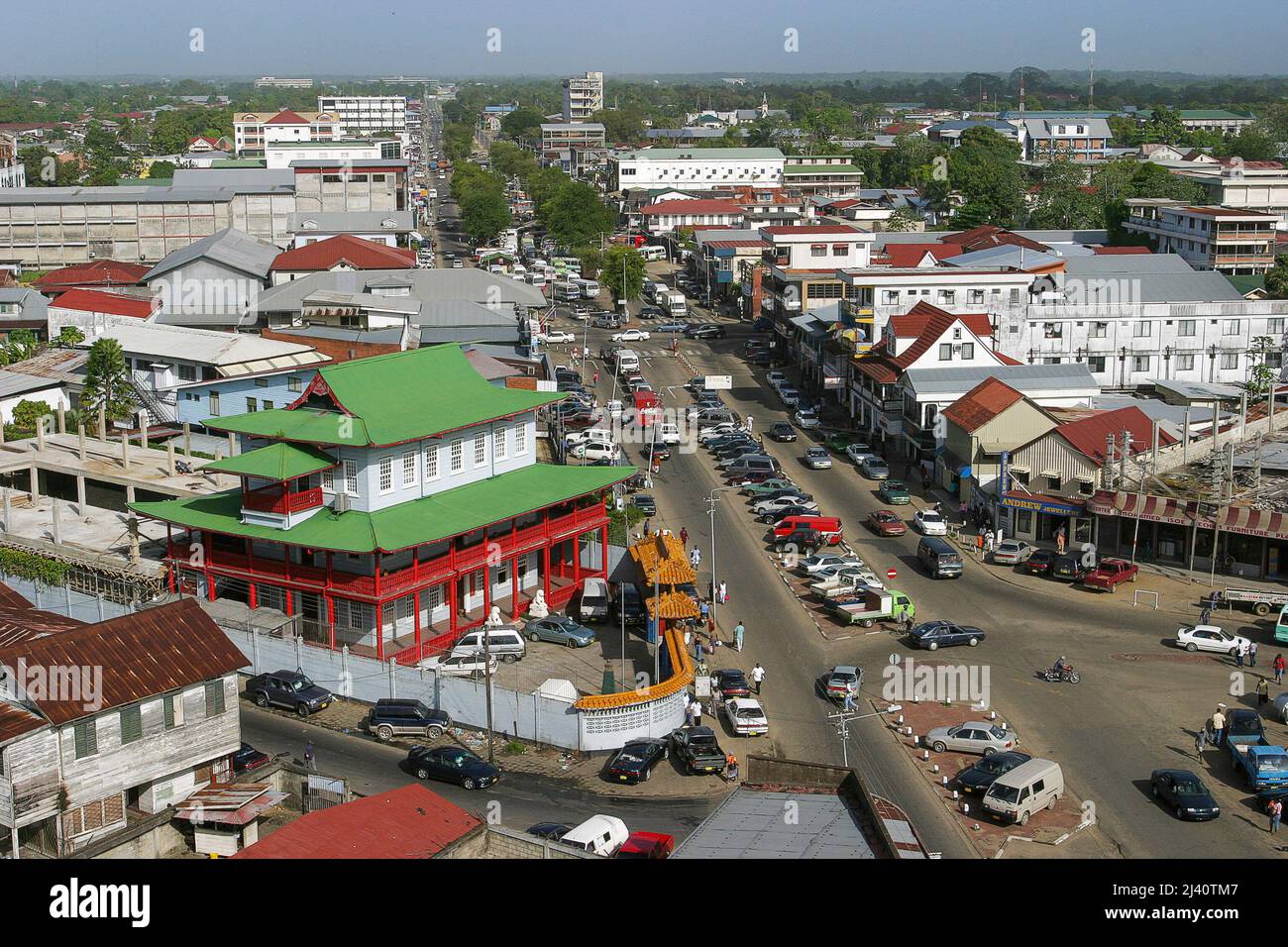 Surinam, Paramaribo overview of city part next to the Suriname river