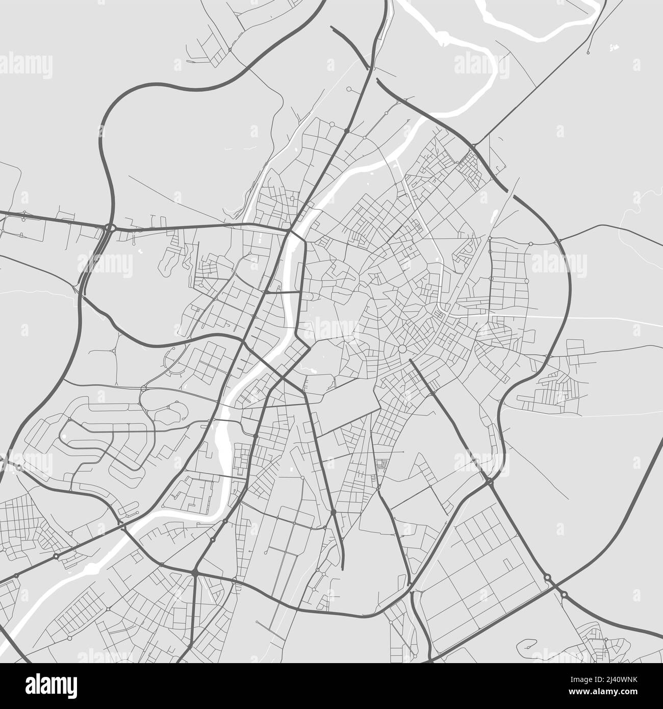 Urban city map of Valladolid. Vector illustration, Valladolid map grayscale art poster. Street map image with roads, metropolitan city area view. Stock Vector