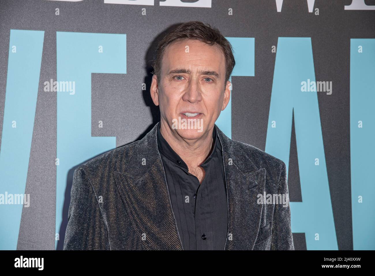 New York, United States. 10th Apr, 2022. Nicolas Cage attends 'The Unbearable Weight Of Massive Talent' New York Screening at Regal Essex Crossing in New York City. Credit: SOPA Images Limited/Alamy Live News Stock Photo