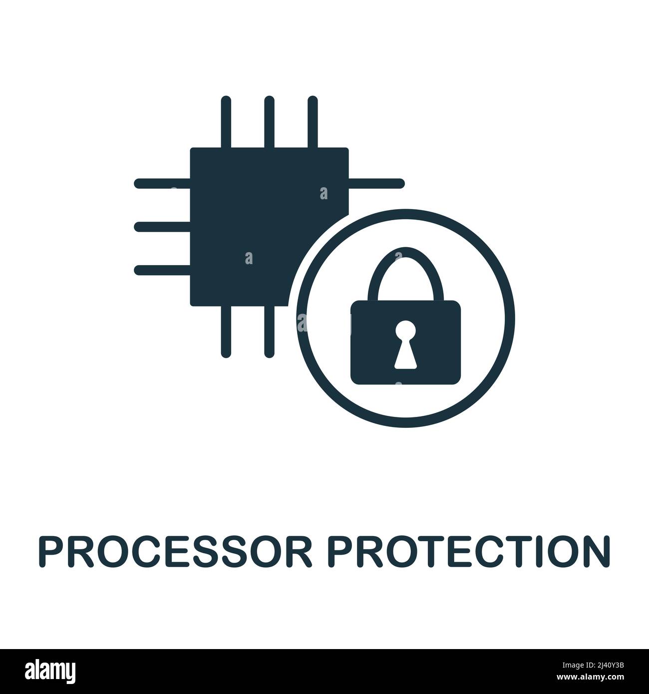 Processor Protection flat icon. Colored element sign from internet security collection. Flat Processor Protection icon sign for web design Stock Vector