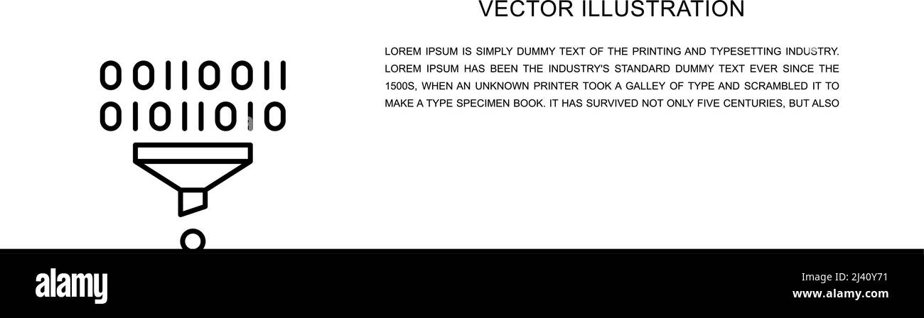 Vector filter, funnel, data tunnel one line icon. Continuous one line ...