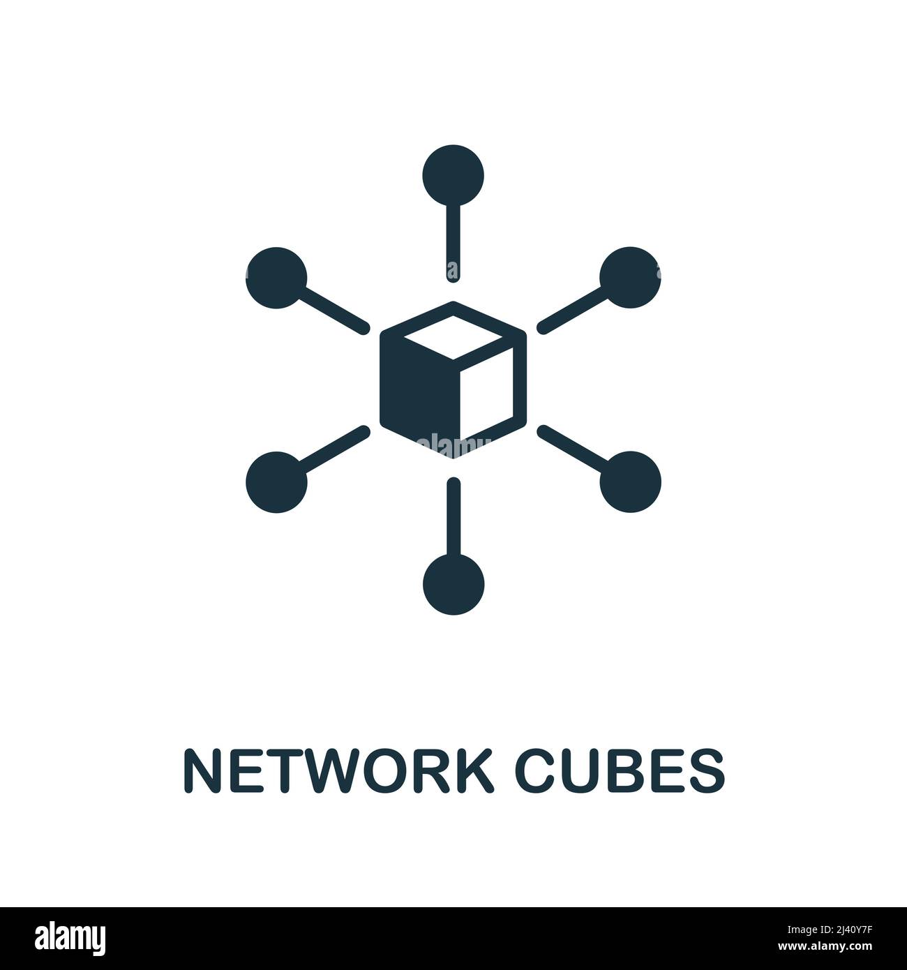 Network Cubes flat icon. Colored element sign from internet security collection. Flat Network Cubes icon sign for web design, infographics and more. Stock Vector