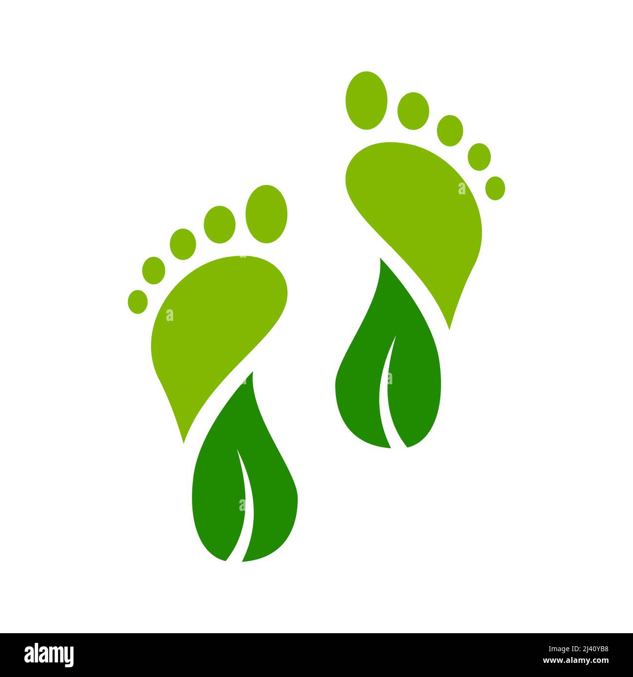 Foot in shape of a leaf. Carbon neutrality. Feet with a leaves. Zero carbon footprint concept. Green step. Environmental friendly action idea. Vector Stock Vector