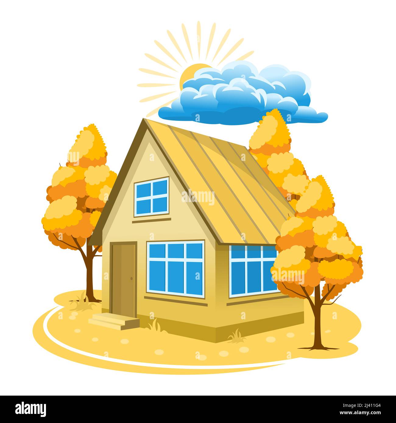 Autumn landscape. House surrounded by trees Stock Vector Image & Art ...