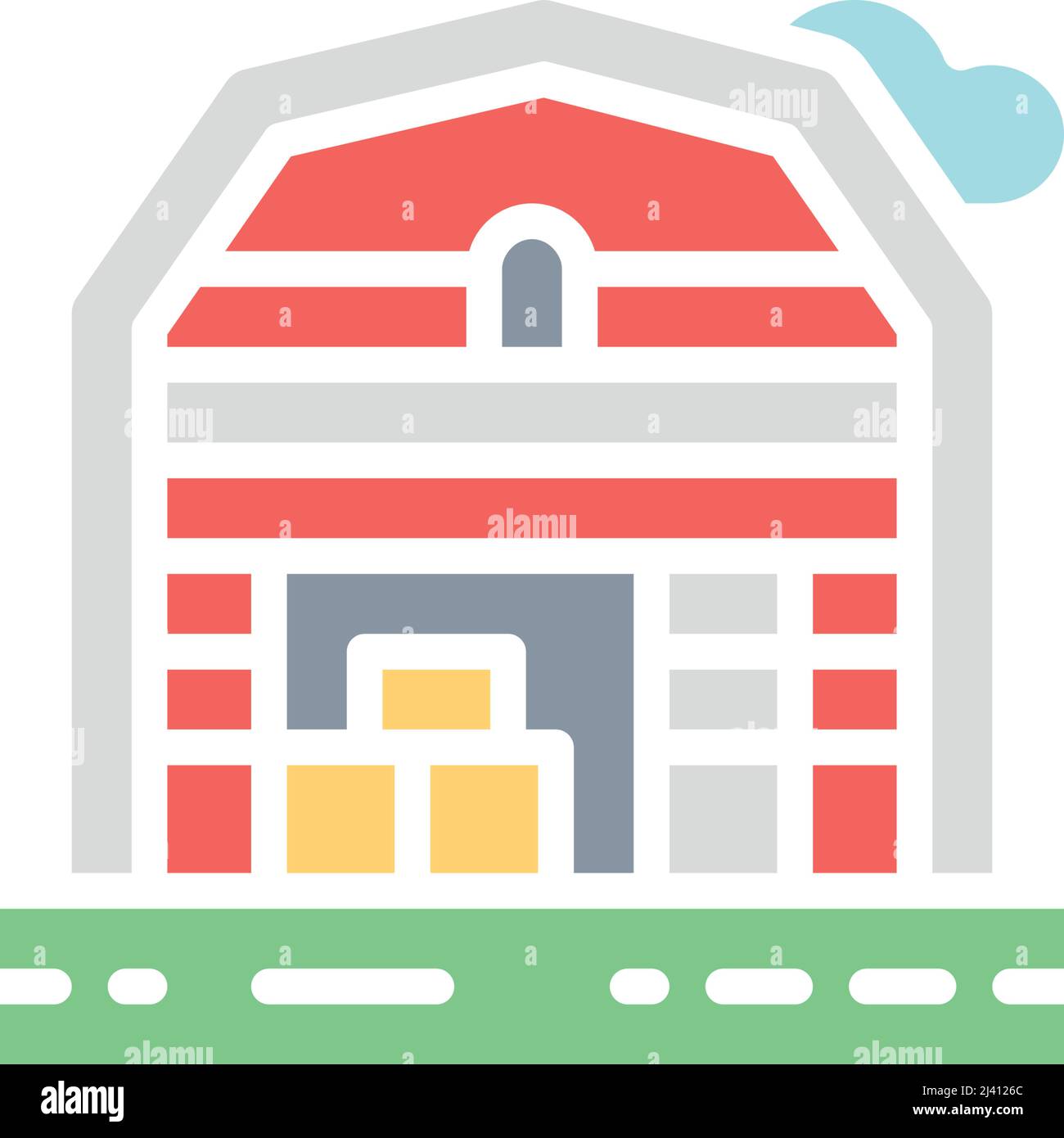 Vector farm house landscape white line icon. Symbol and sign ...
