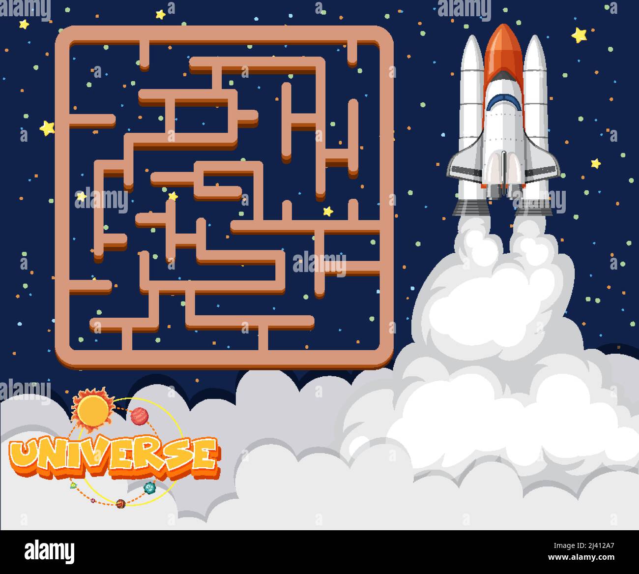 Game template with space theme background illustration Stock Vector ...