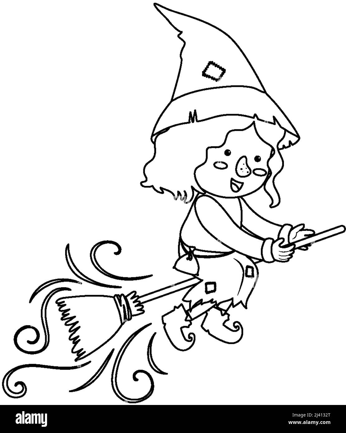 Witch black and white doodle character illustration Stock Vector Image ...