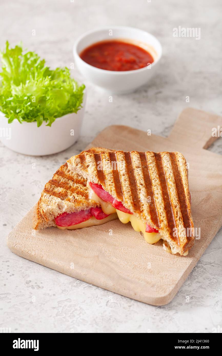 grilled salami and cheese sandwich Stock Photo Alamy
