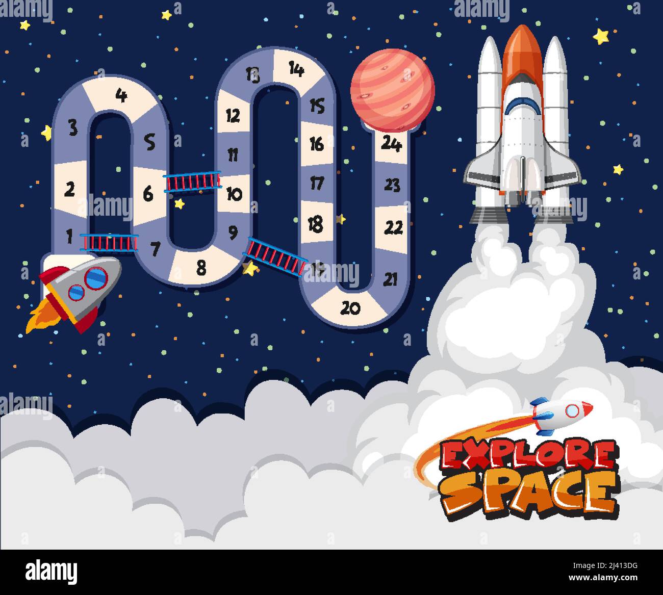 Game template with space theme background illustration Stock Vector ...