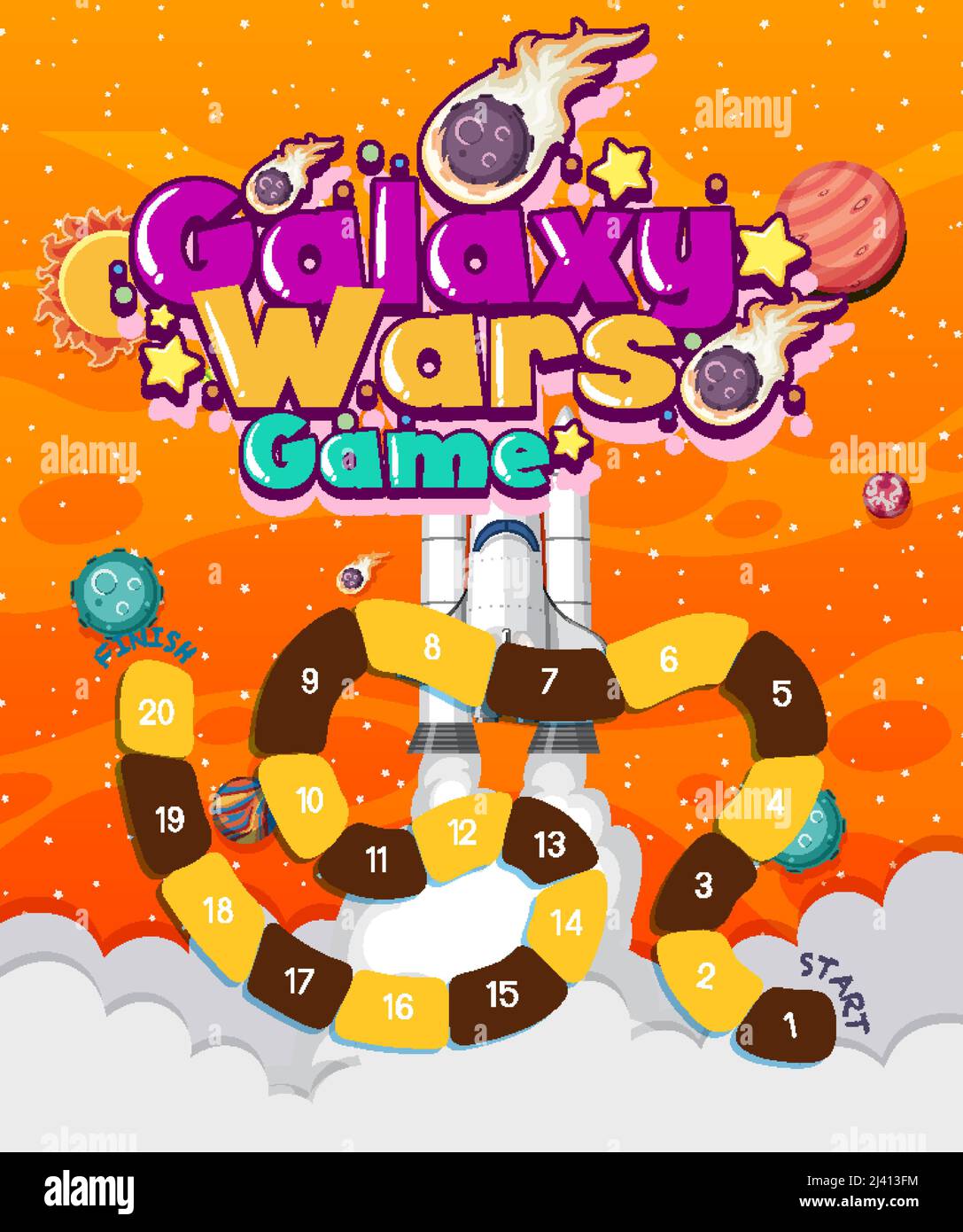 Game template with space theme background illustration Stock Vector