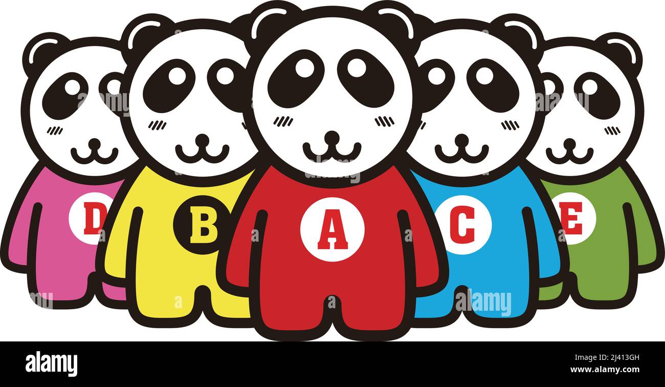 cute panda standing in a line like human, vector Stock Vector