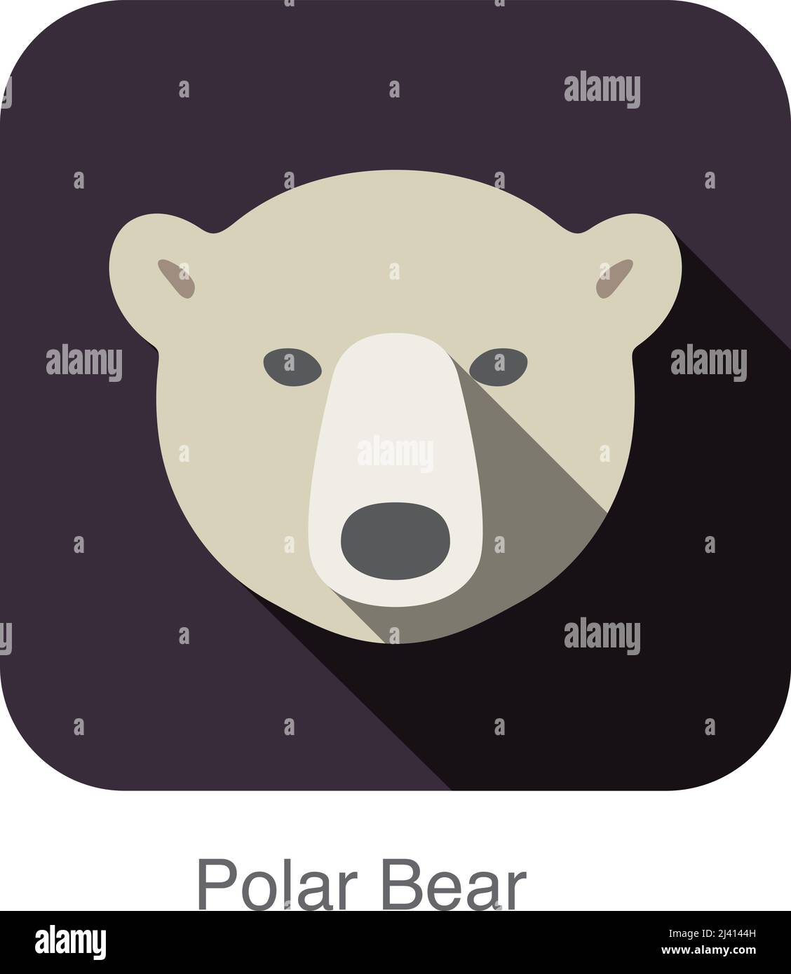 Polar bear face flat icon design. Animal icons series. Stock Vector