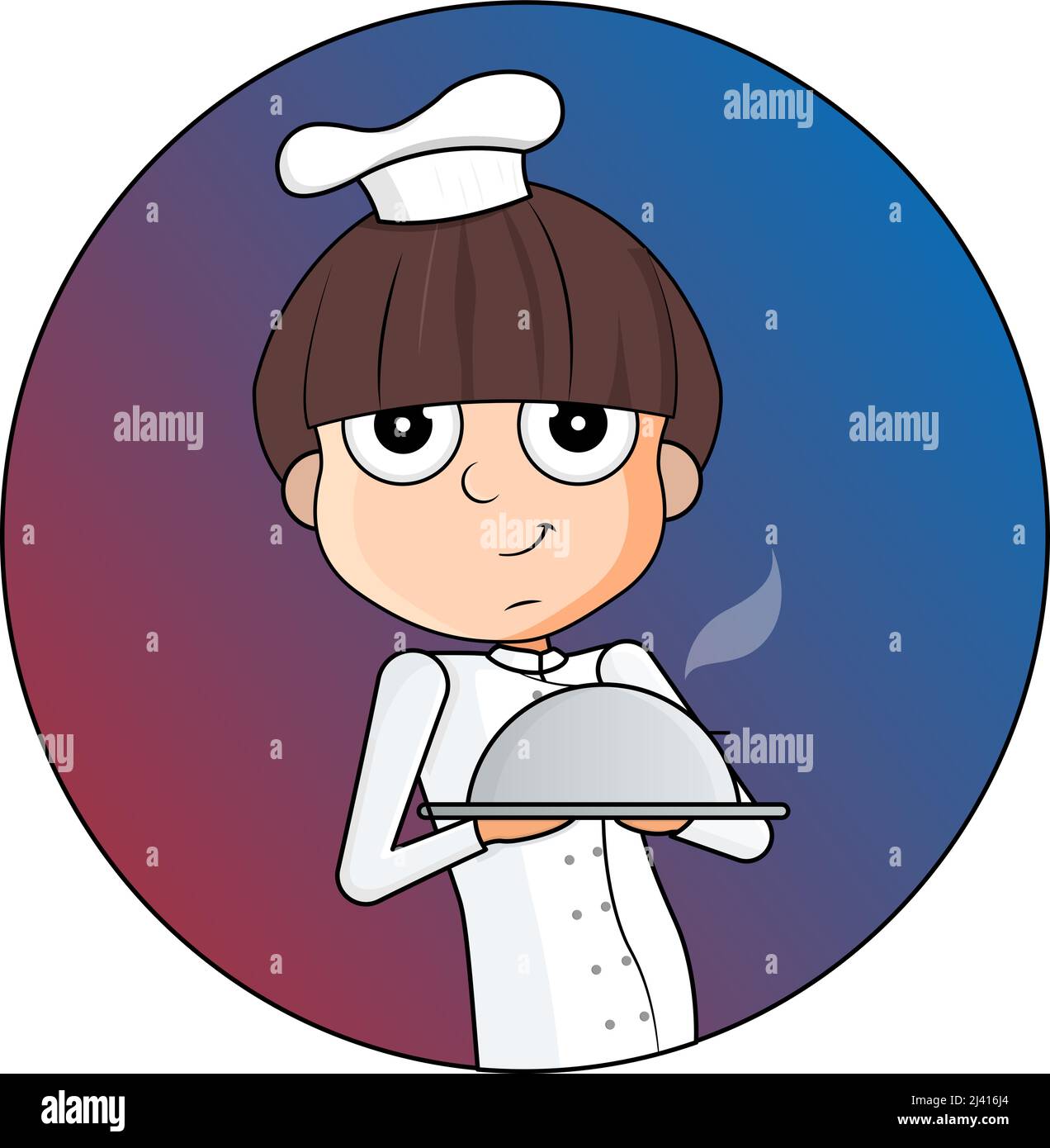 Chef boy holding a tray of food. vector illustration. Icon Stock Vector ...
