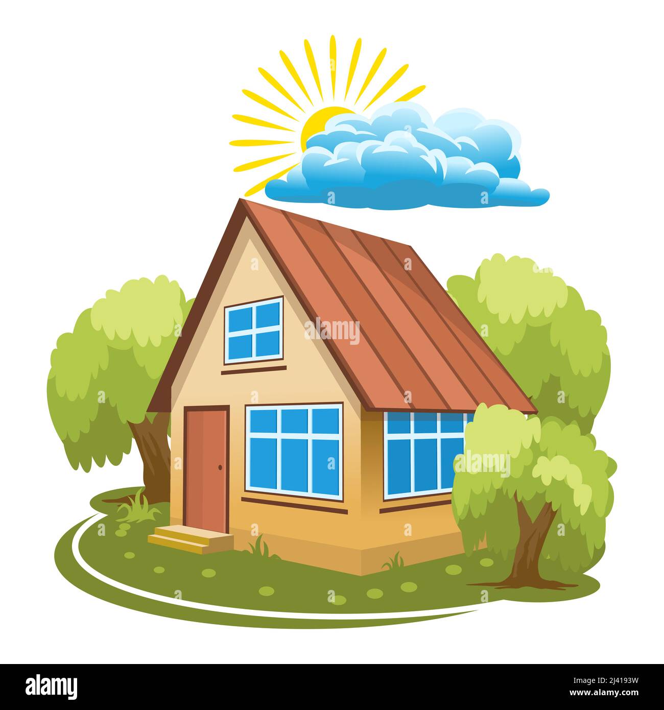 Summer landscape. House surrounded by trees Stock Vector Image & Art ...
