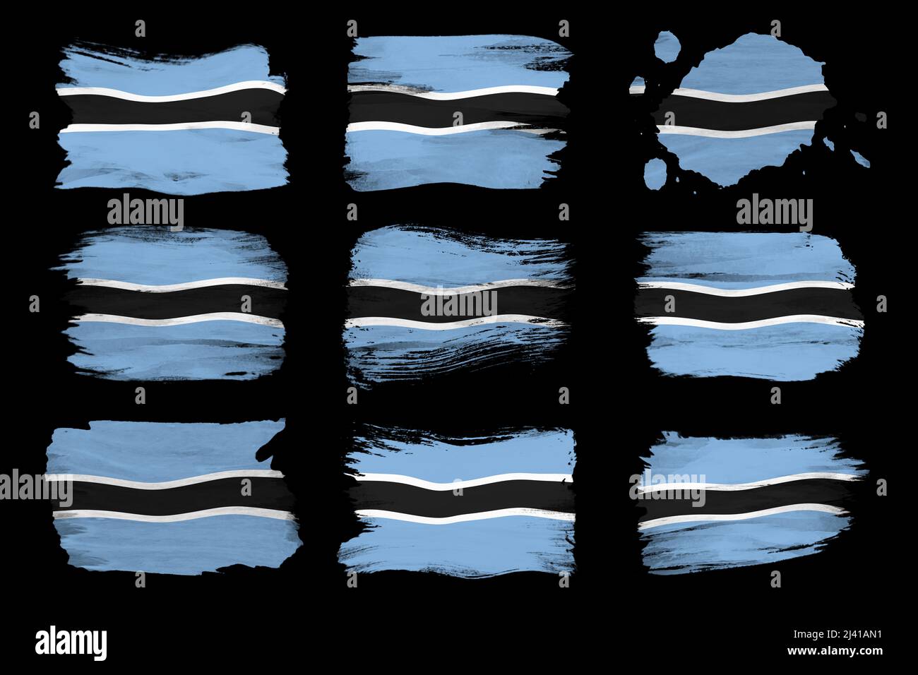 Botswana flag brush stroke, national flag on black background Stock ...
