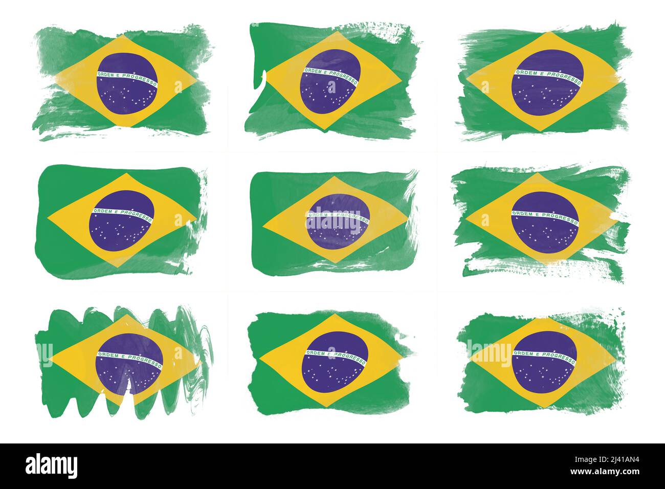 Brazil flag brush stroke, national flag on white background Stock Photo ...