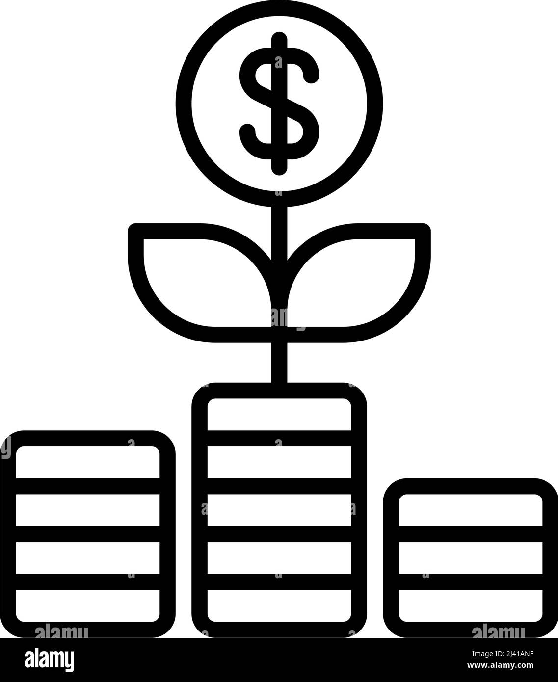 Thin line financial growth icon on white background - Vector ...