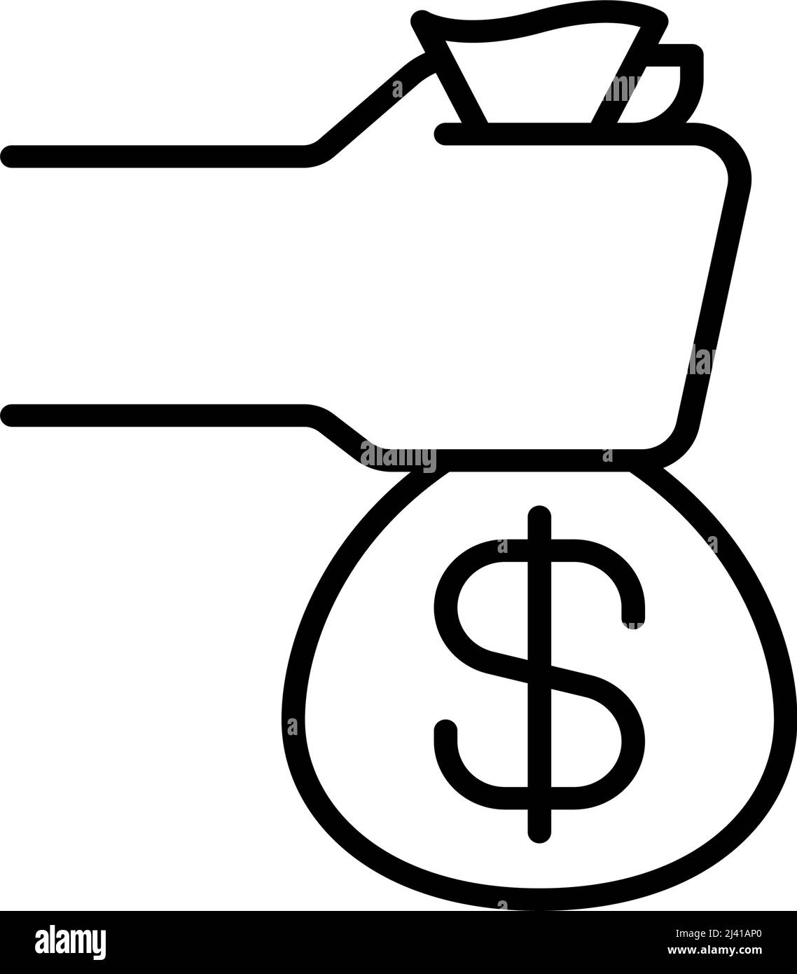 Thin line money bag icon isolated on white background - Vector ...