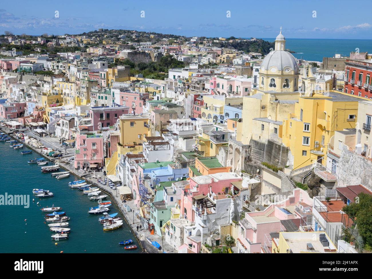 Marina Corricella on the island of Procida, the 2022 Italian Capital of Culture, in the Bay of Naples Campania Italy Stock Photo