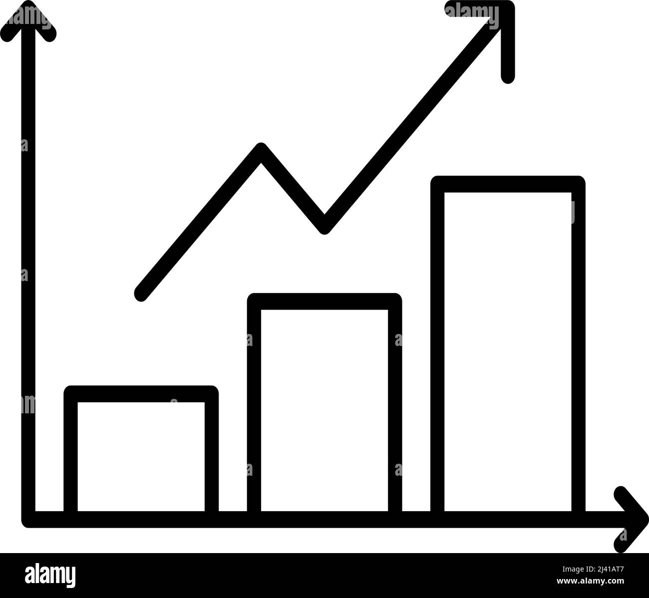 Growth graph thin line icon on white background - Vector illustration ...