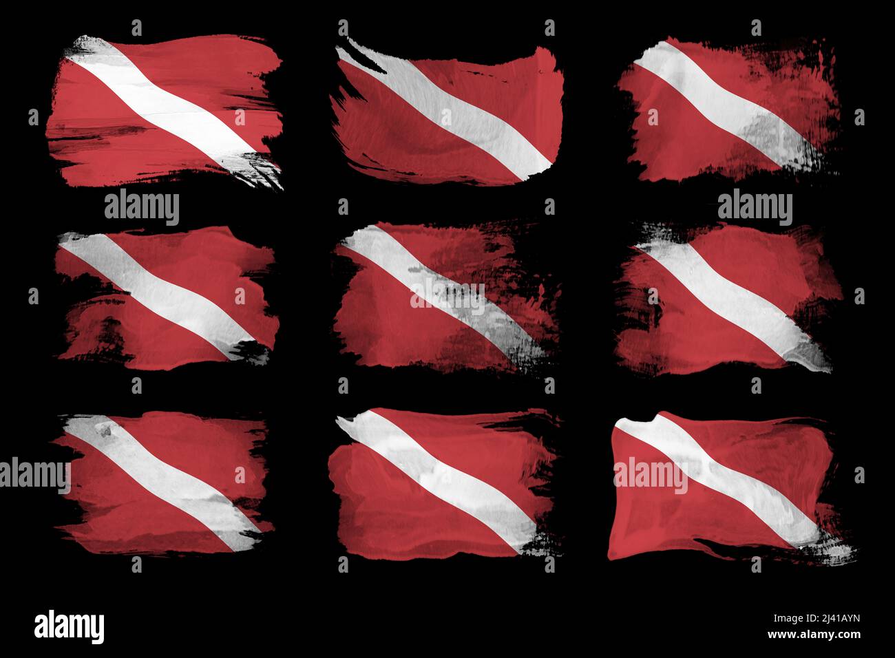 Diver Down flag brush stroke, Dive flag background Stock Photo - Alamy