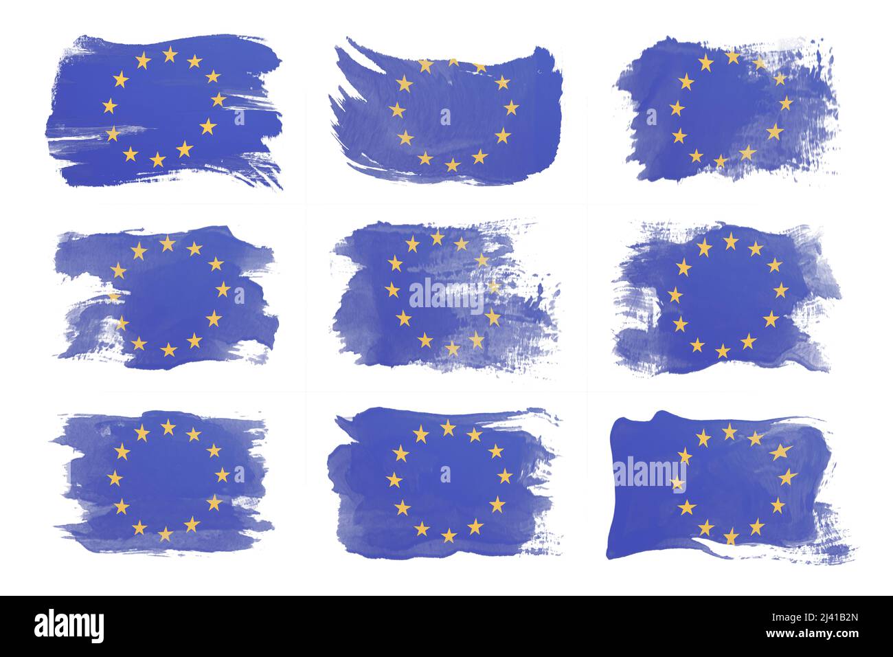 European Union flag brush stroke, national flag on white background ...