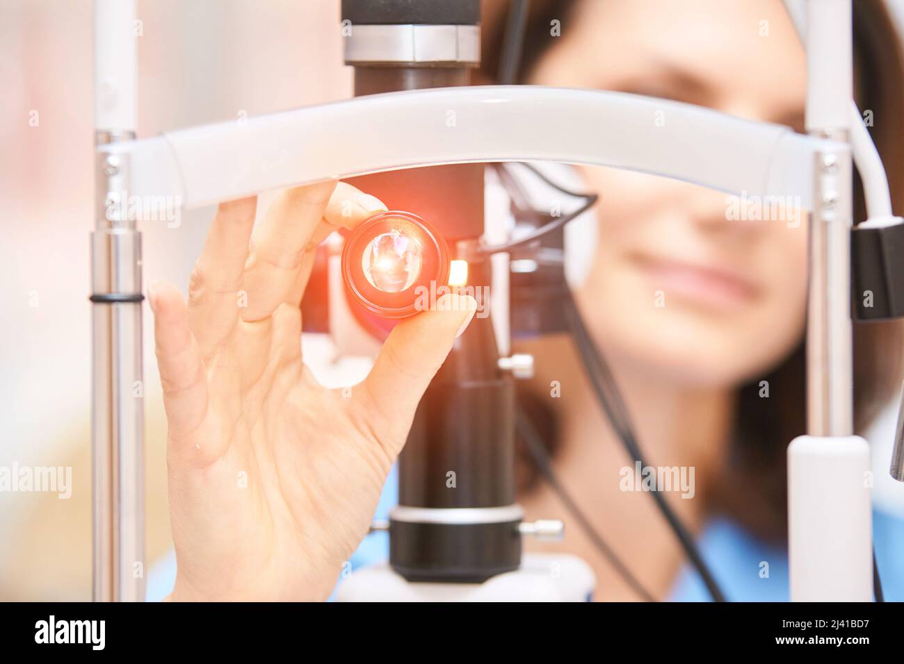 ophthalmologist medical patient. Eye clinic treatment. Hospital optics