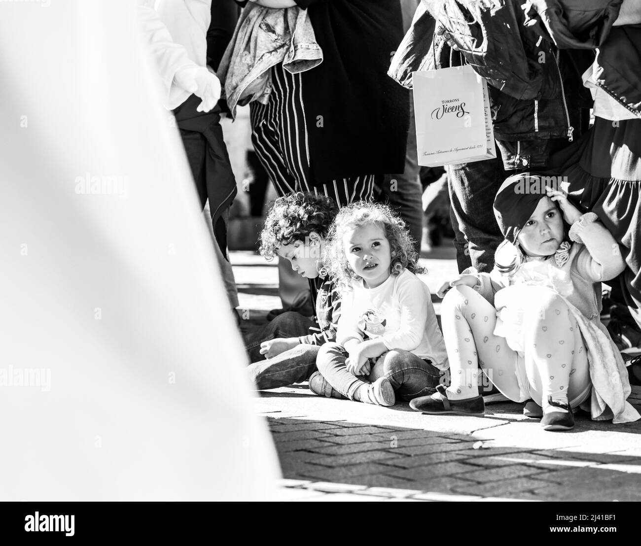 Madrid, Spain, 10th april 2022. People in the streets of Madrid celebrating 'Domingo de Ramos' after two years of COVID-19 emergency. It's the traditi Stock Photo