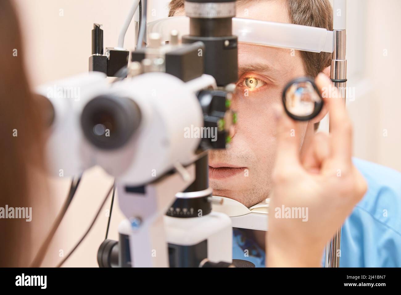 ophthalmologist medical patient. Eye clinic treatment. Hospital optics