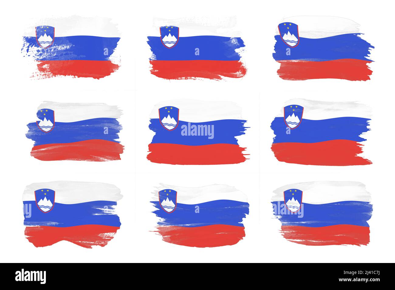 Slovenia flag brush stroke, national flag on white background Stock ...