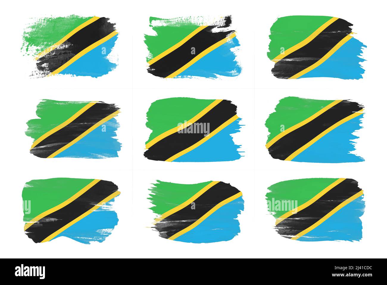 Tanzania flag brush stroke, national flag on white background Stock ...