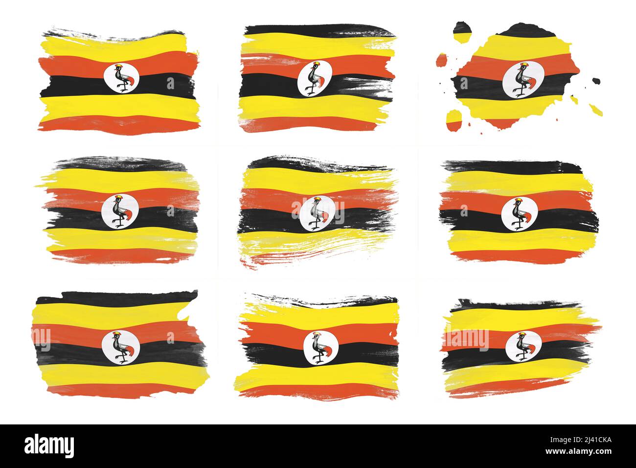 Uganda flag brush stroke, national flag on white background Stock Photo ...