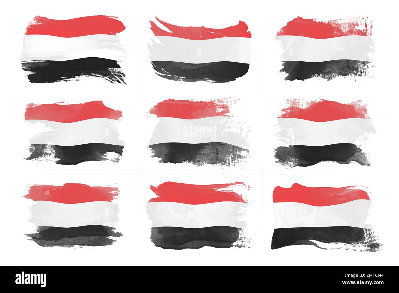 Yemen flag brush stroke, national flag on white background Stock Photo ...