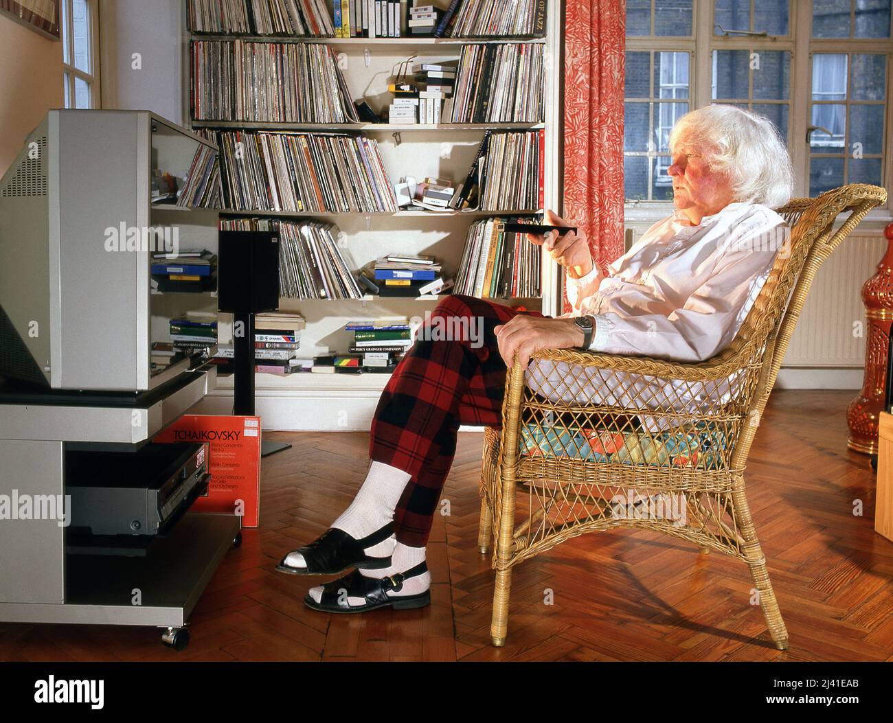 Ken Russell at home in London 1987 Stock Photo