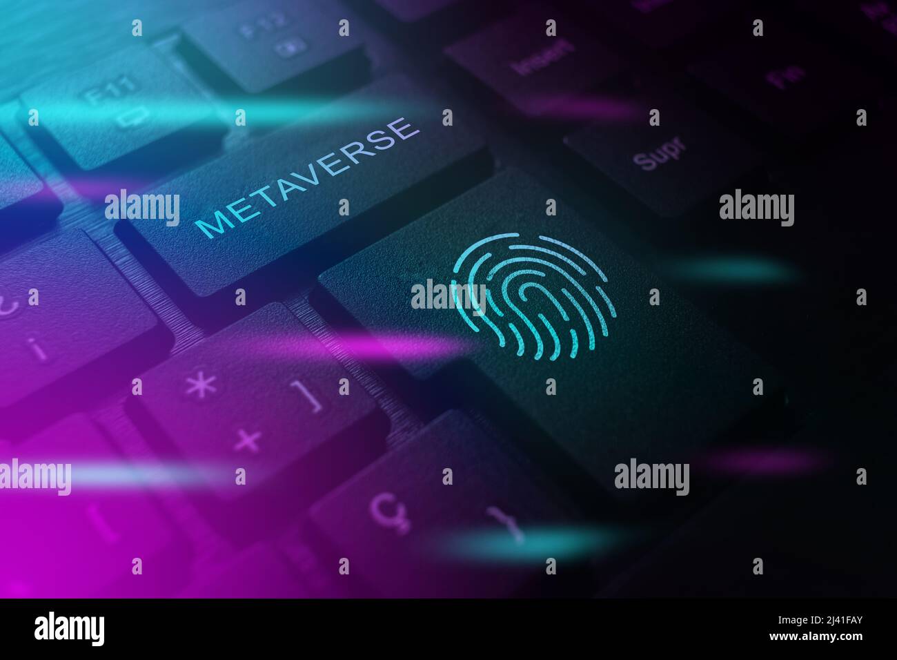 Keyboard with virtual access connection metaverse. Technology