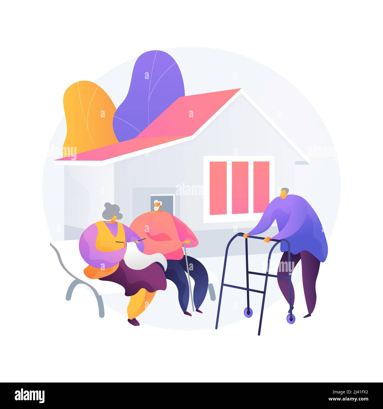 Communities for older people abstract concept vector illustration. Community for seniors, old people social activity, housing facility for elderly cit Stock Vector