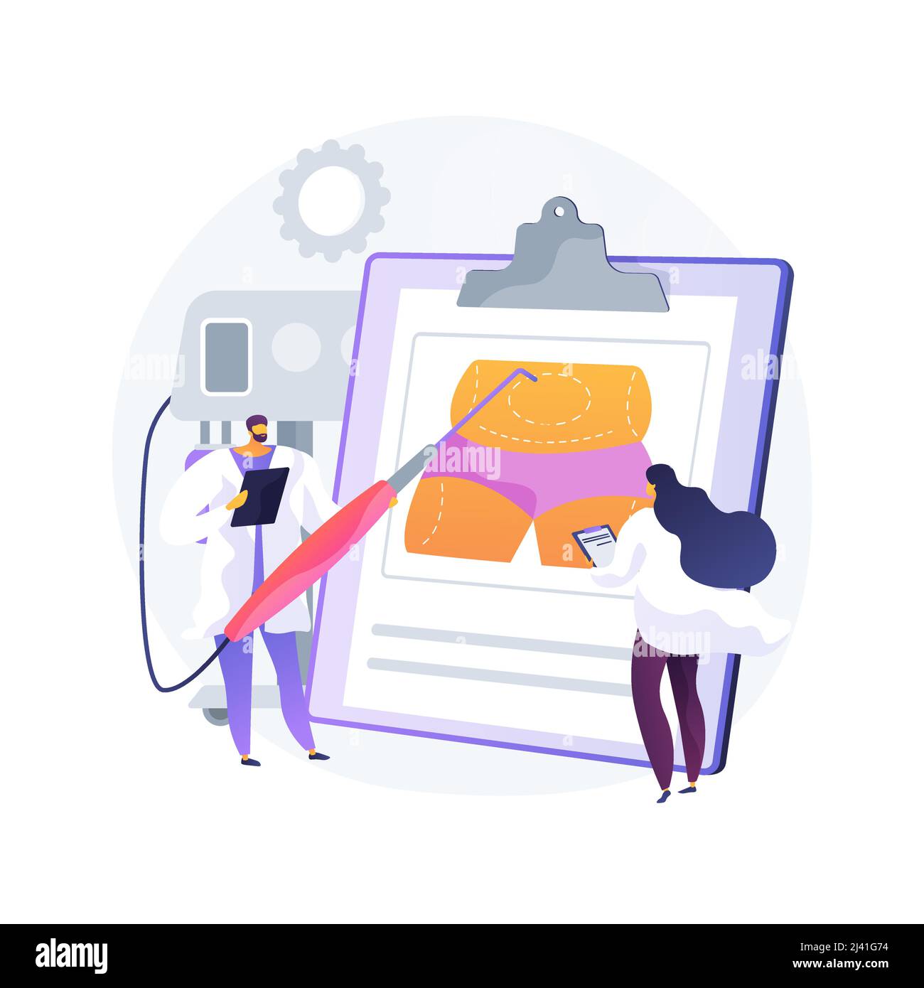 Liposuction abstract concept vector illustration. lipo procedure, vacuum out fat removal plastic surgery, body contouring, beauty standard, weight los Stock Vector
