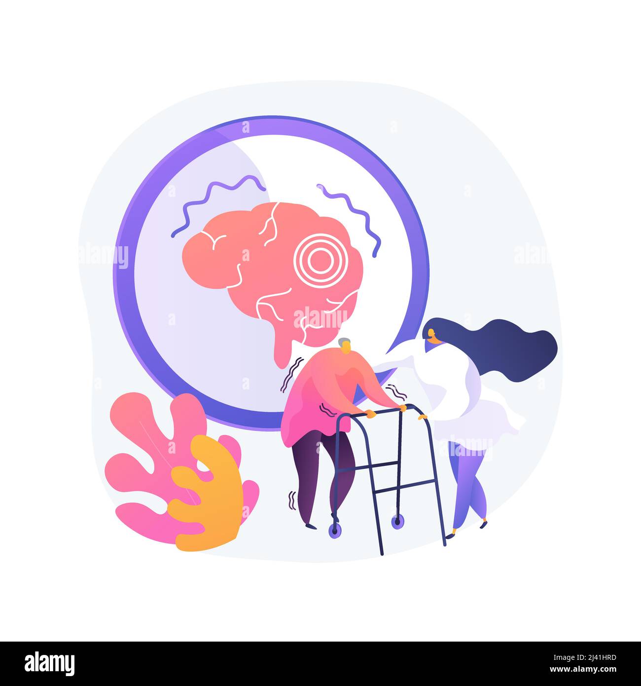 Parkinson disease abstract concept vector illustration. Parkinson cause and treatment, age depression problem, disease symptoms, progressive nervous s Stock Vector