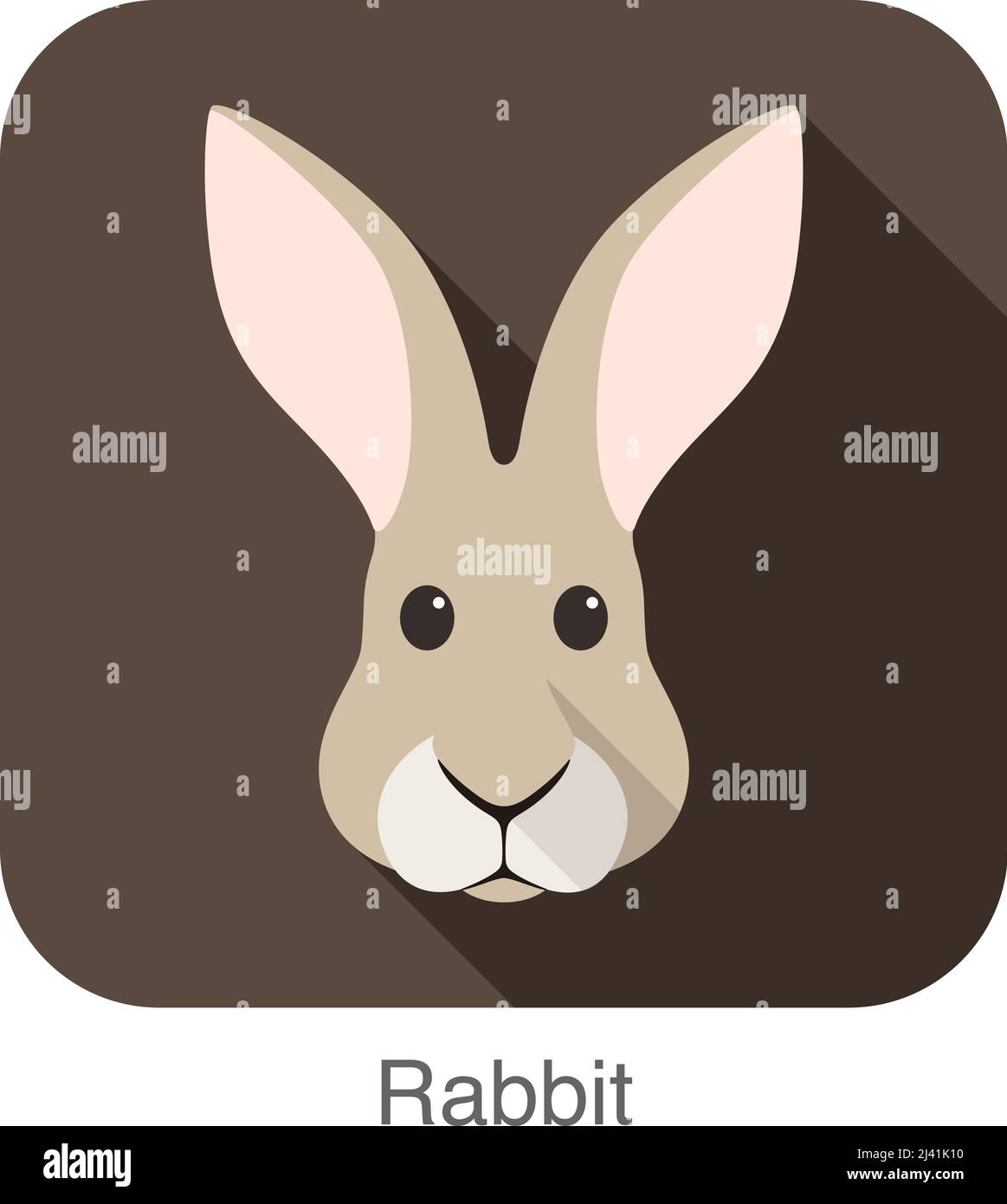 Rabbit face, Cute animal face cartoon flat icon design Stock Vector ...
