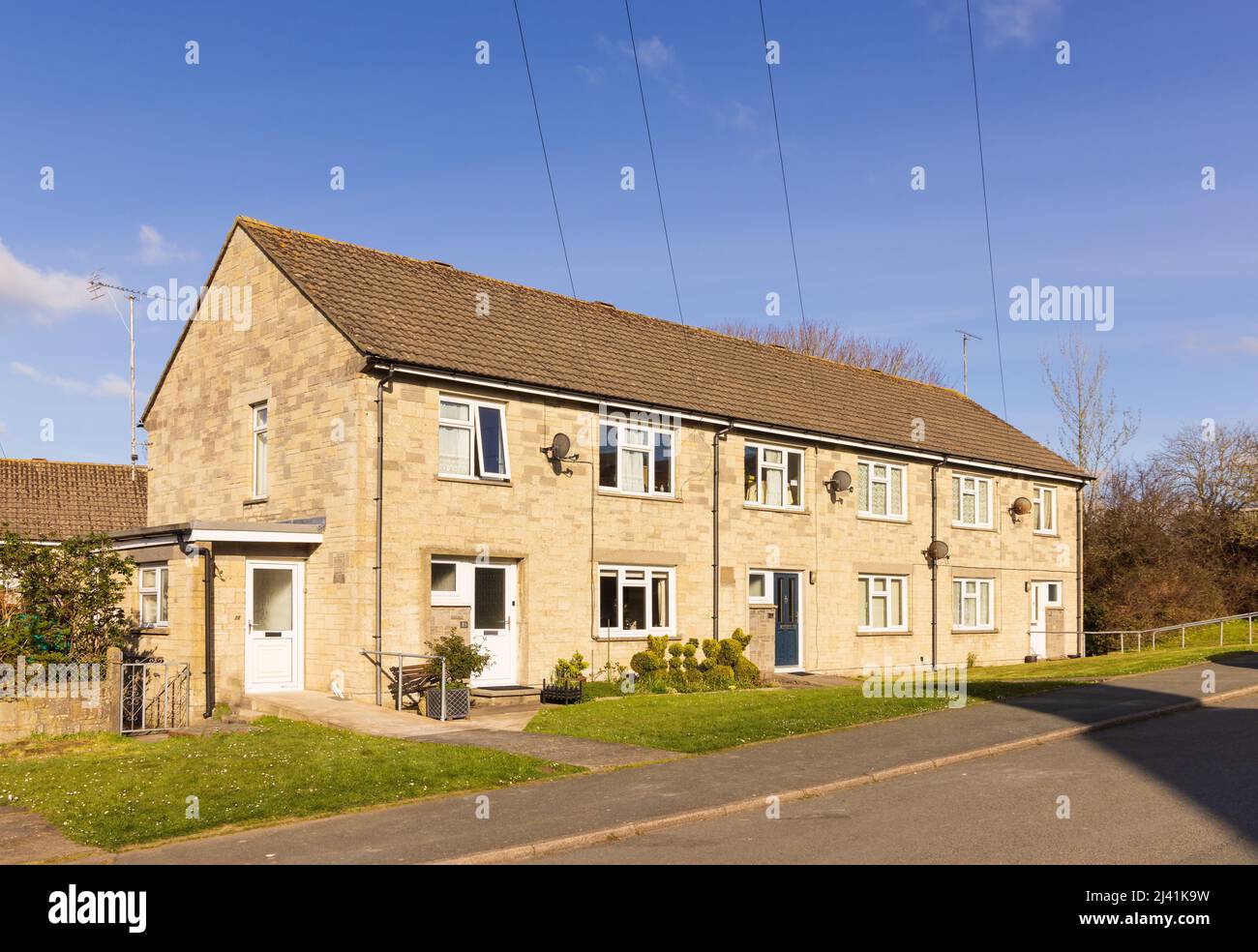 Semi detached Welsh council houses. Newport, Pembrokeshire, Wales. UK
