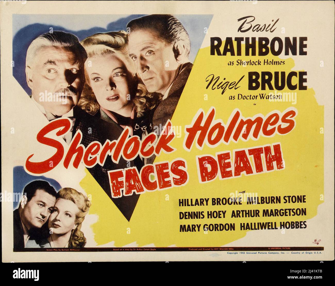 BASIL RATHBONE and NIGEL BRUCE in SHERLOCK HOLMES FACES DEATH (1943 ...