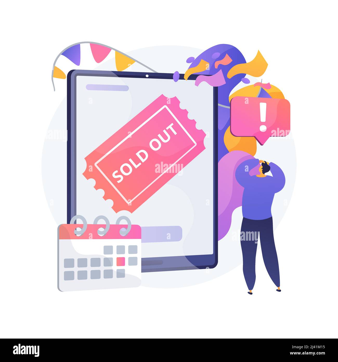 Sold-out event abstract concept vector illustration. We are sold-out, no tickets available, full venue, overbooking, premiere event, festival big succ Stock Vector