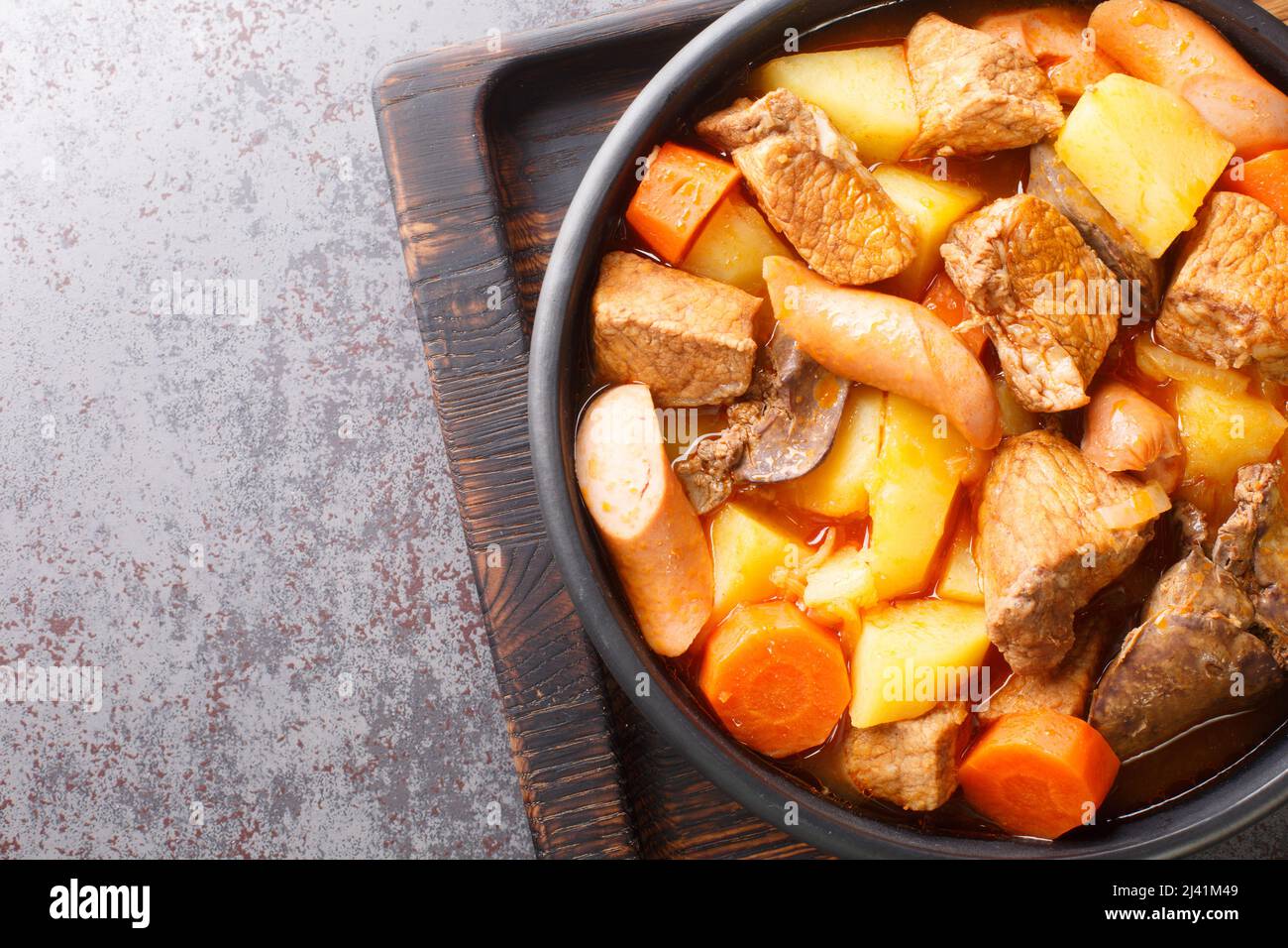 Filipino pork menudo traditionally consists of chunks of pork that is