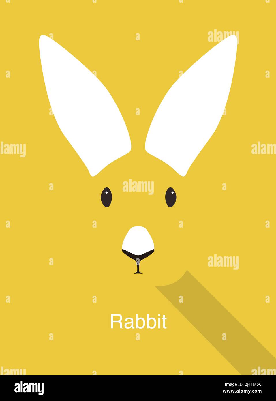 Rabbit cartoon face, flat animal face icon, vector illustration Stock ...