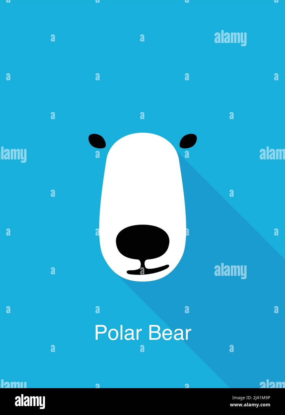 Polar bear cartoon face, flat animal face icon, vector illustration Stock Vector