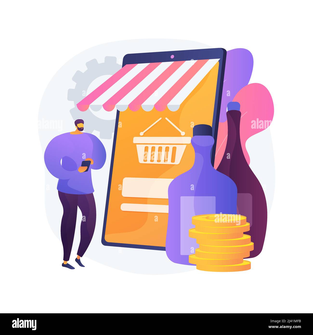 Alcohol abstract concept vector illustration. Online grocery