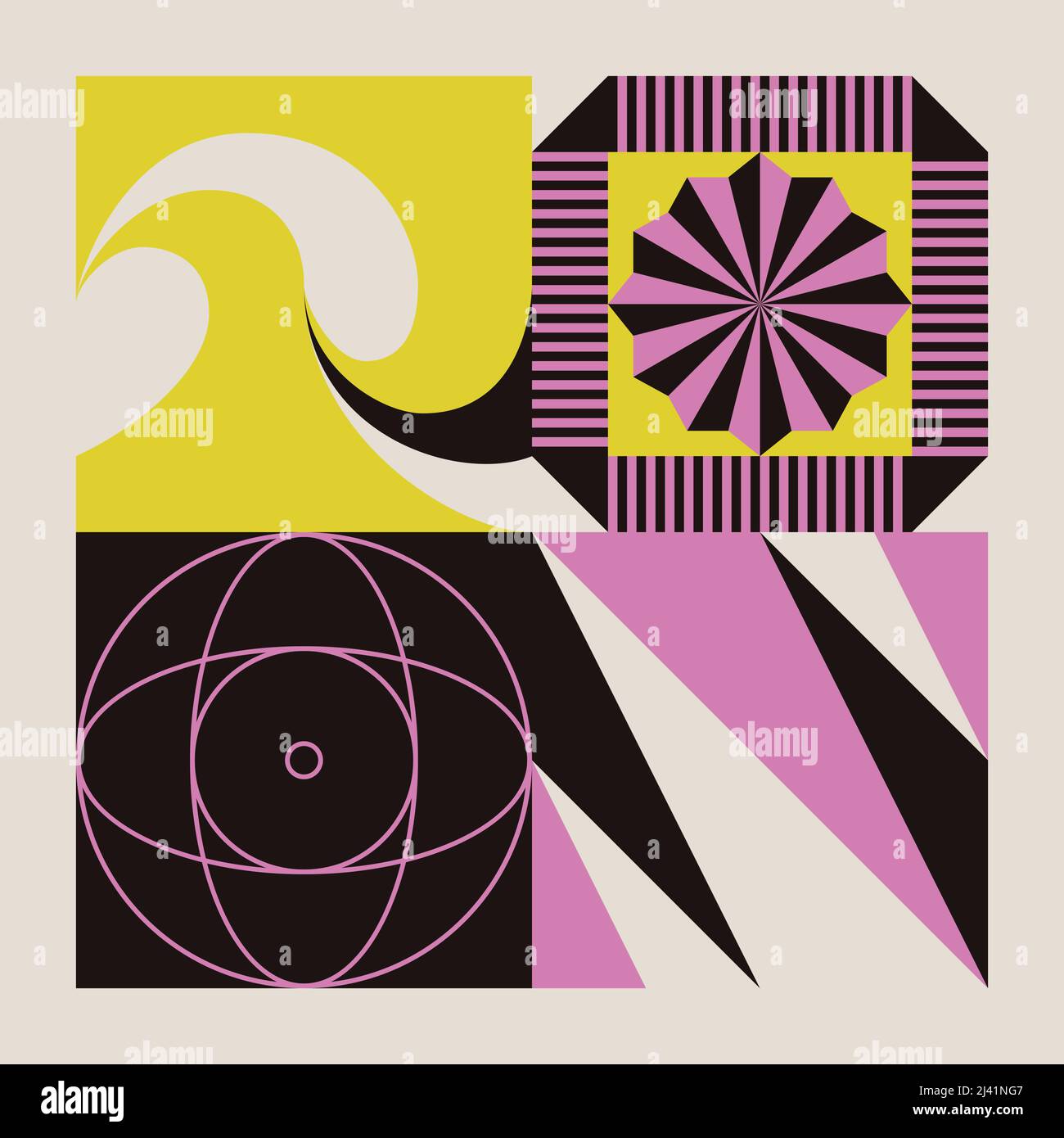 Digital collage graphics pattern made with vector abstract forms and generative geometric shapes, useful for web background, poster art design, magazi Stock Vector