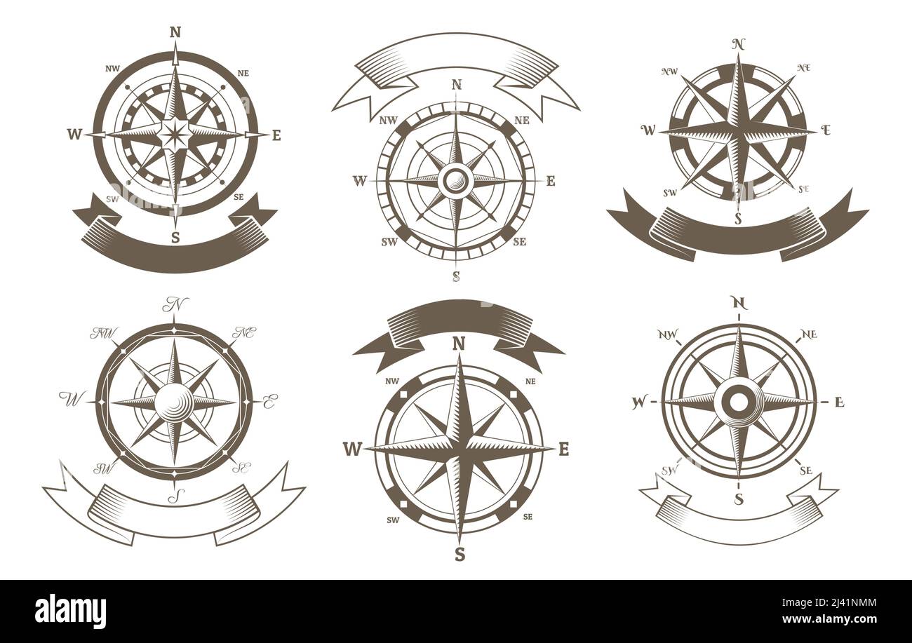 Vintage windroses set Stock Vector