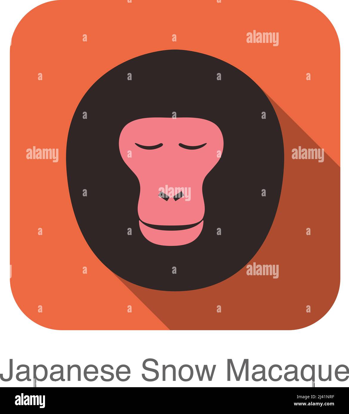 Japanese snow macaque face flat icon design, vector illustration Stock ...